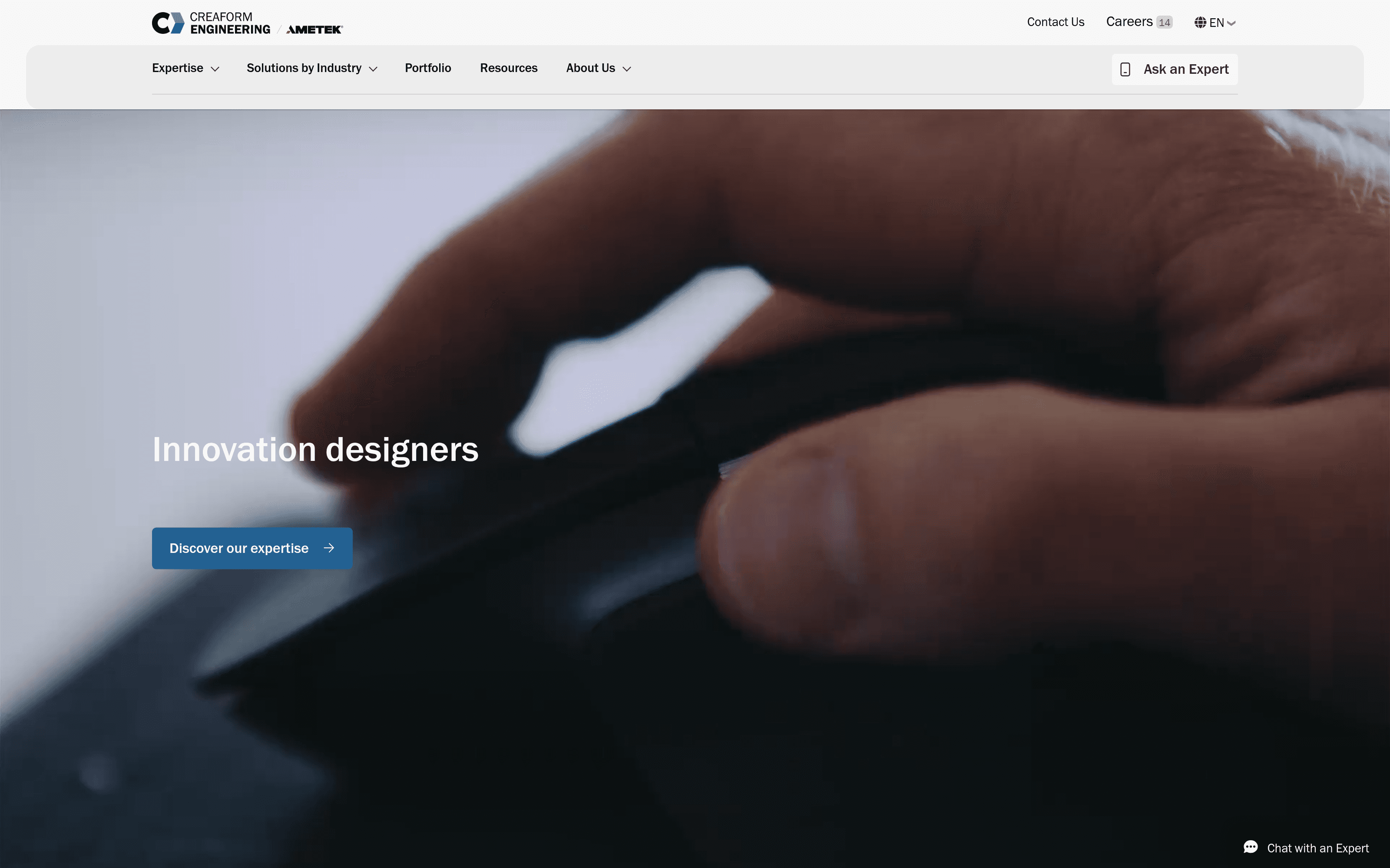 Creaform Engineering B2B 网站案例截图