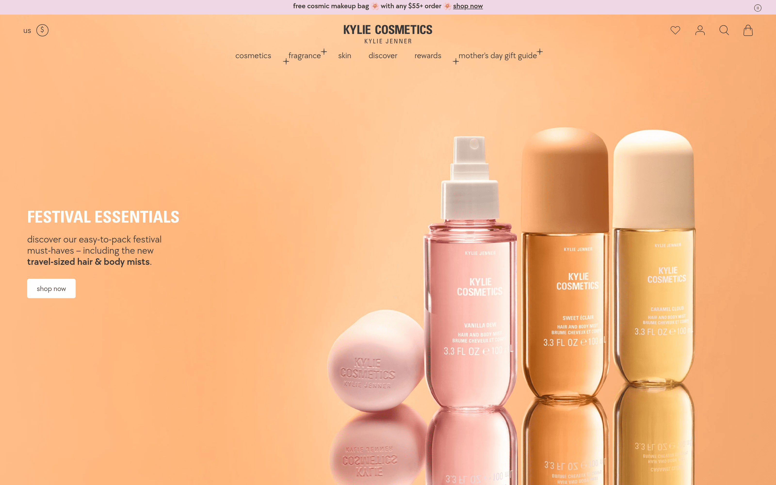 Kylie Cosmetics Shopify storefront screenshot