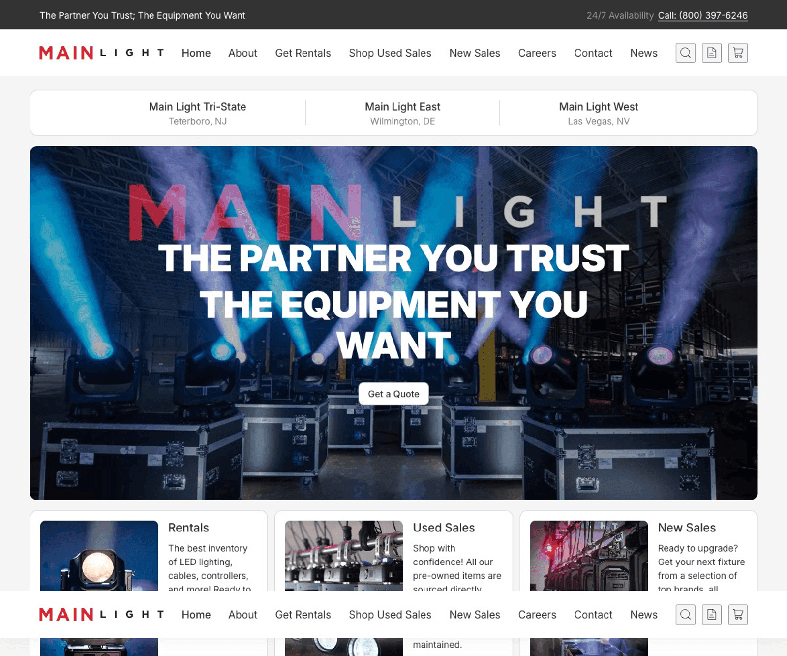 Main Light homepage