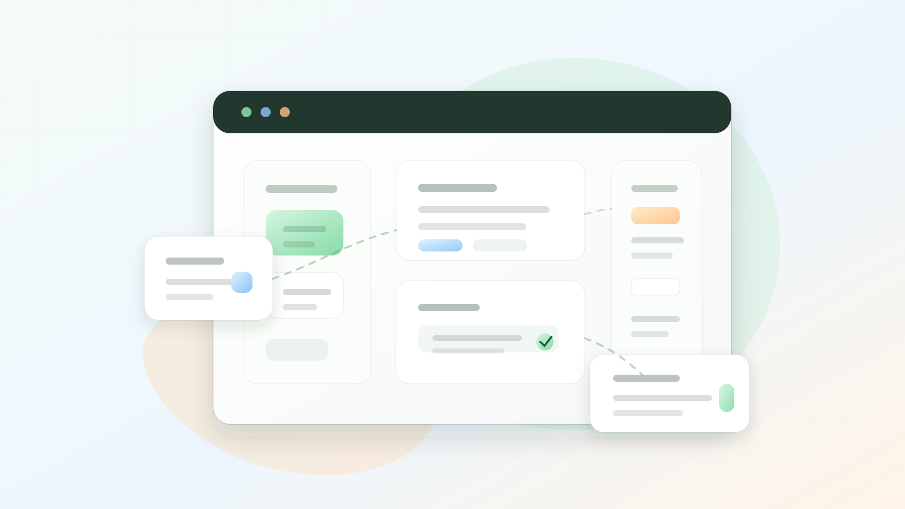 Abstract Shopify B2B wholesale launch workspace with catalog cards, pricing panels, account flows, and QA checklist shapes