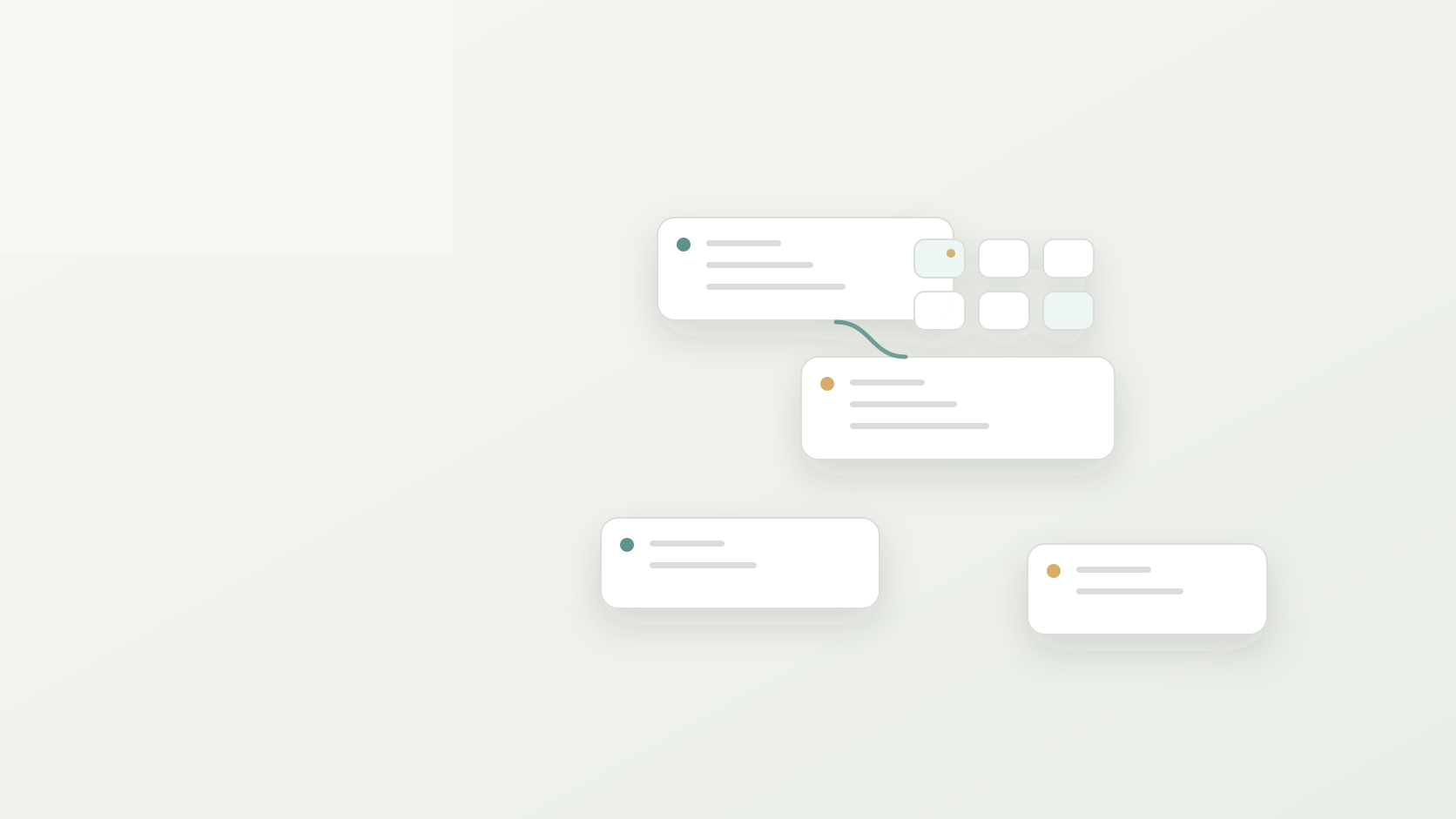 Abstract website redesign brief cover with requirements cards and approval gates