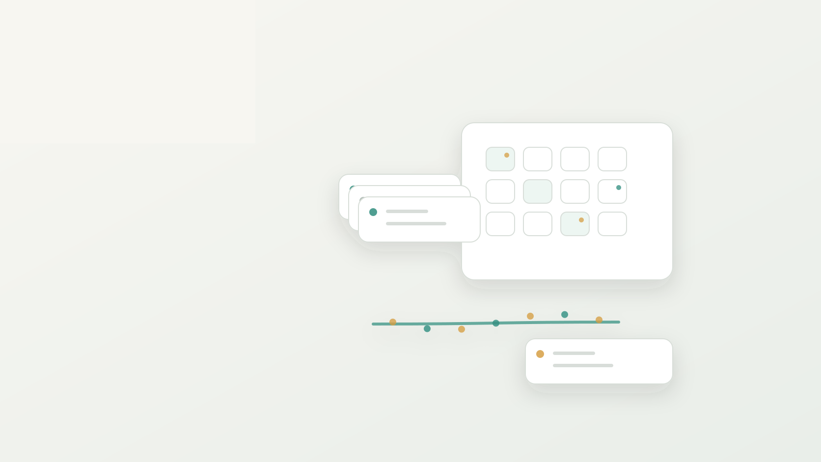 Abstract website maintenance cover with calendar blocks and monitoring status cards