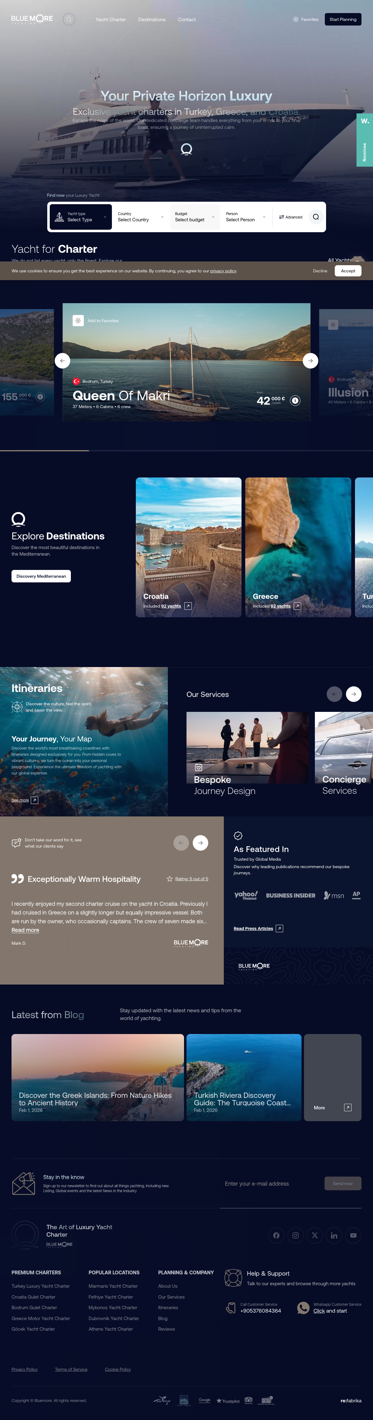 Bluemore Yachting homepage