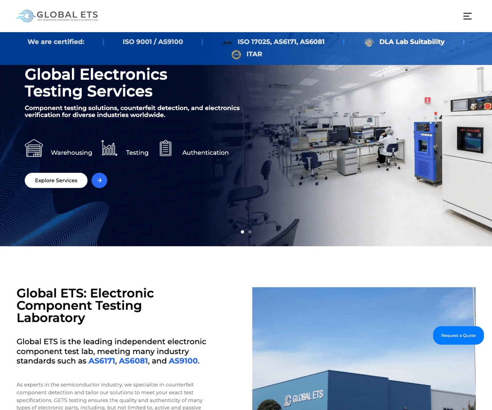 Global ETS 首页预览