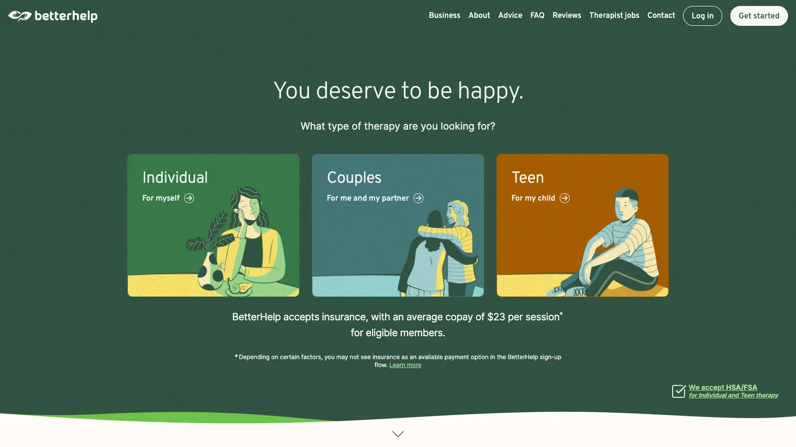BetterHelp homepage