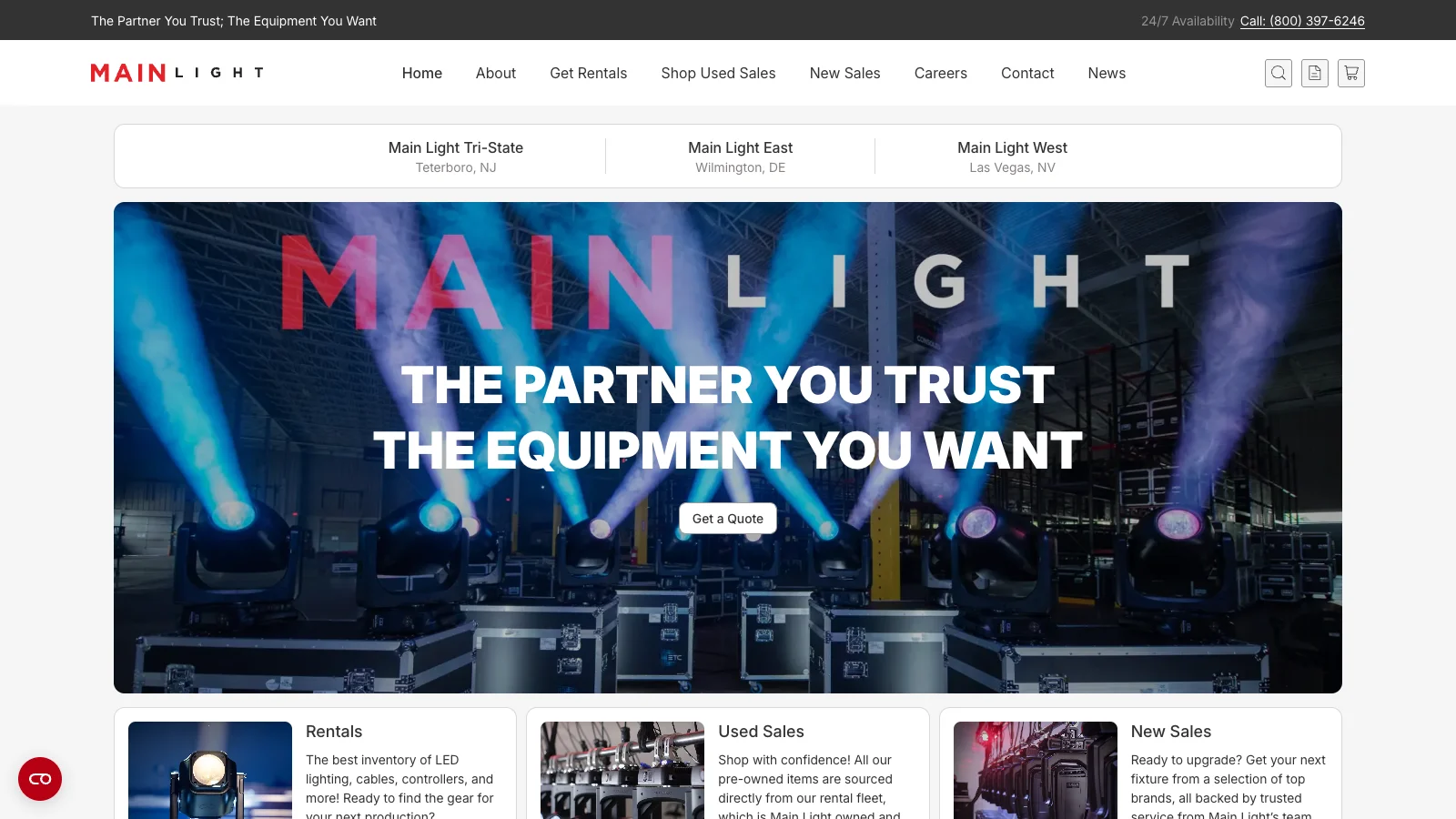 Main Light homepage