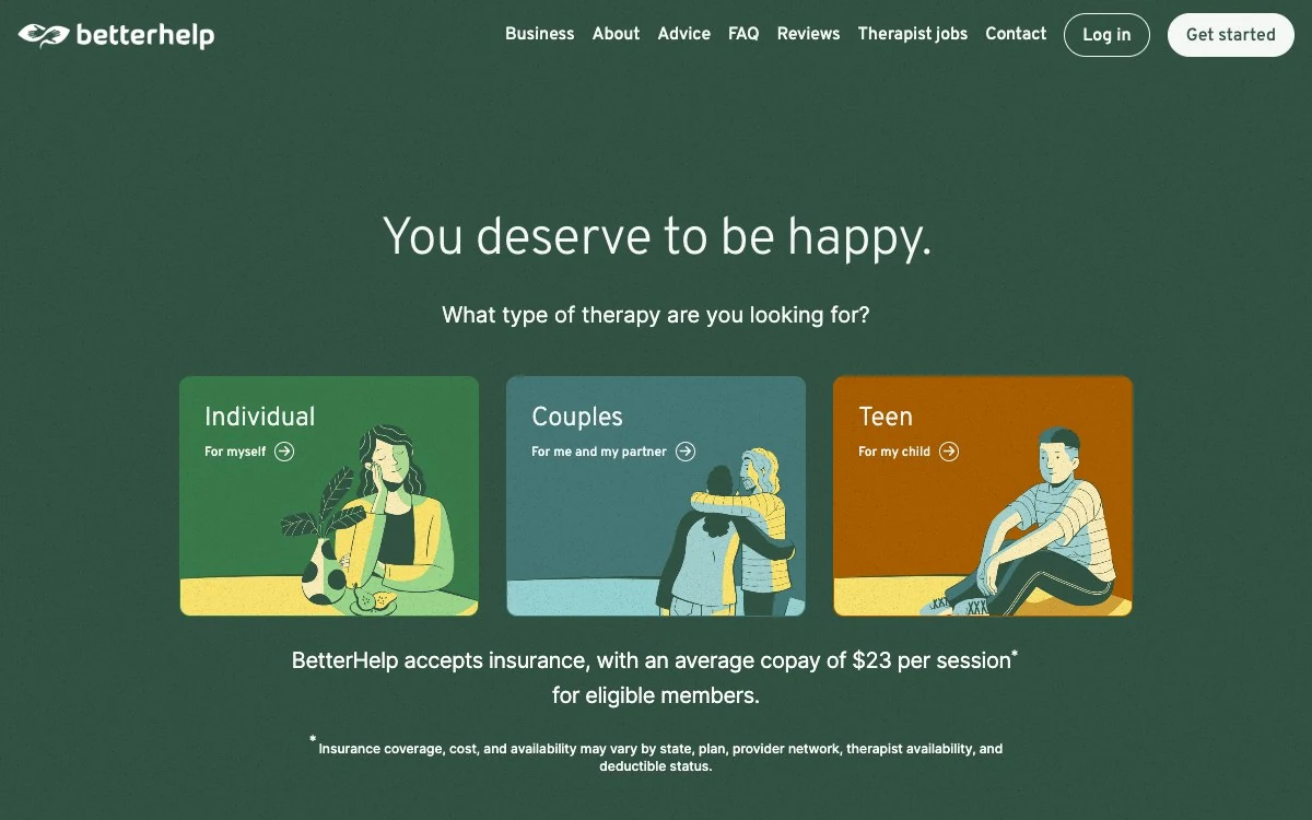 BetterHelp 首页预览