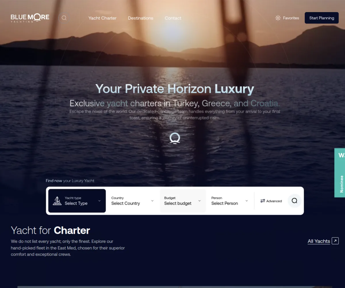 Bluemore Yachting homepage