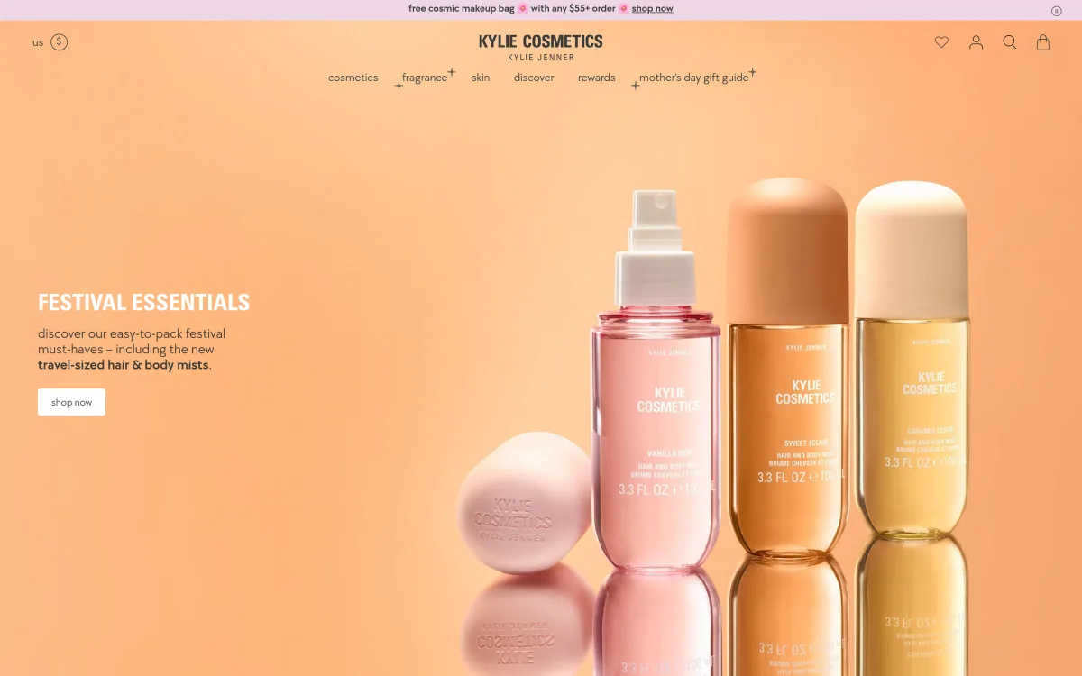 Kylie Cosmetics homepage