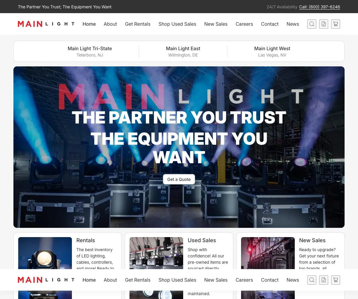 Main Light homepage