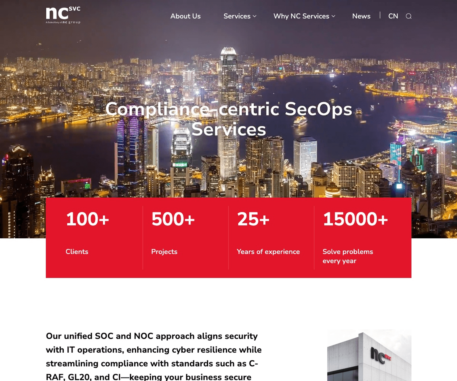 NC Services 首页预览