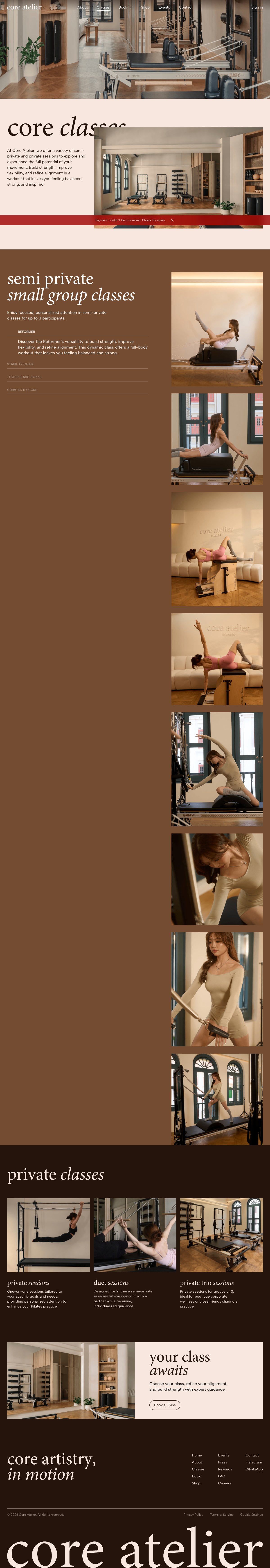 Core Atelier Pilates Classes