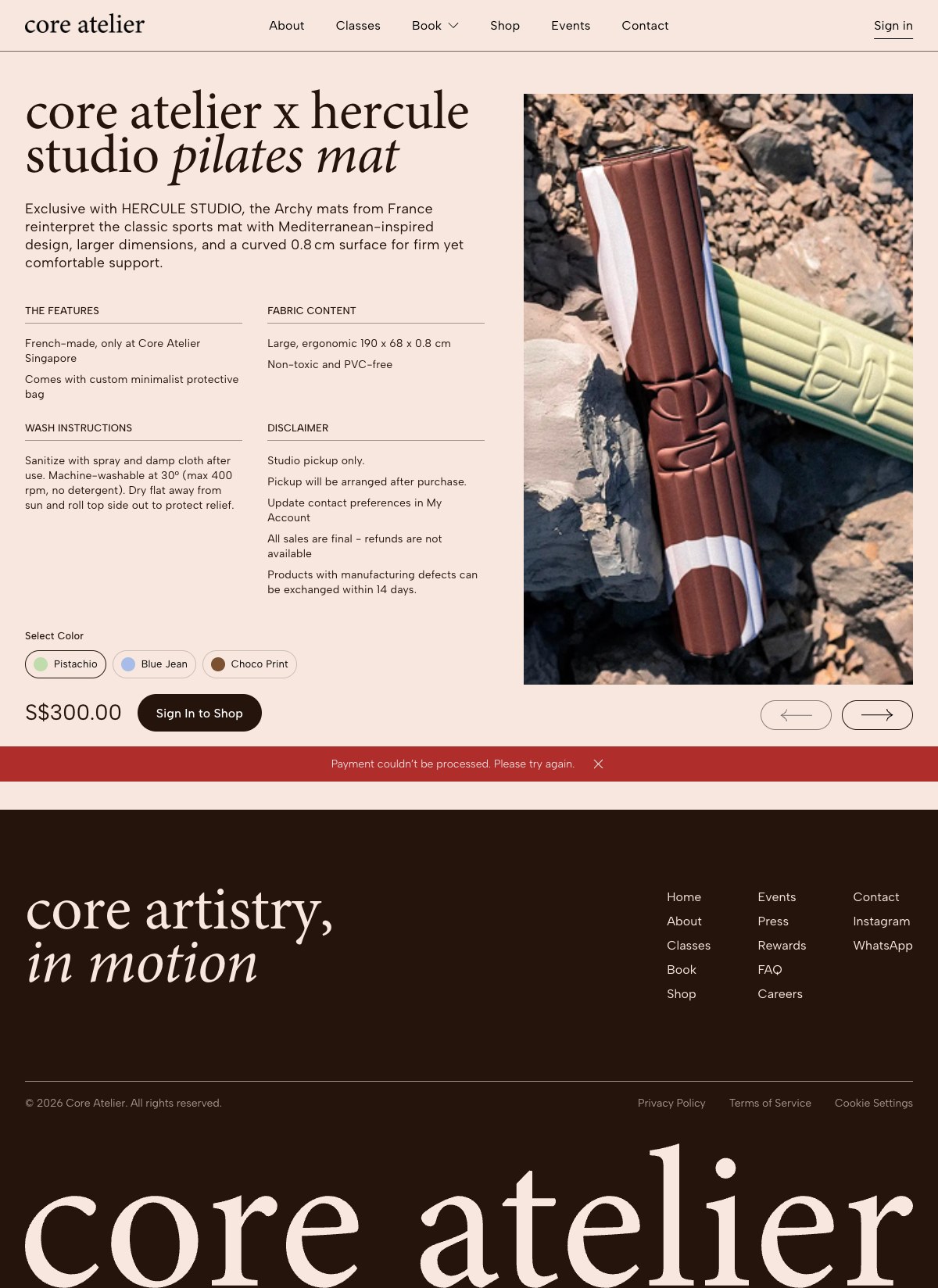 Core Atelier Pilates Product Page