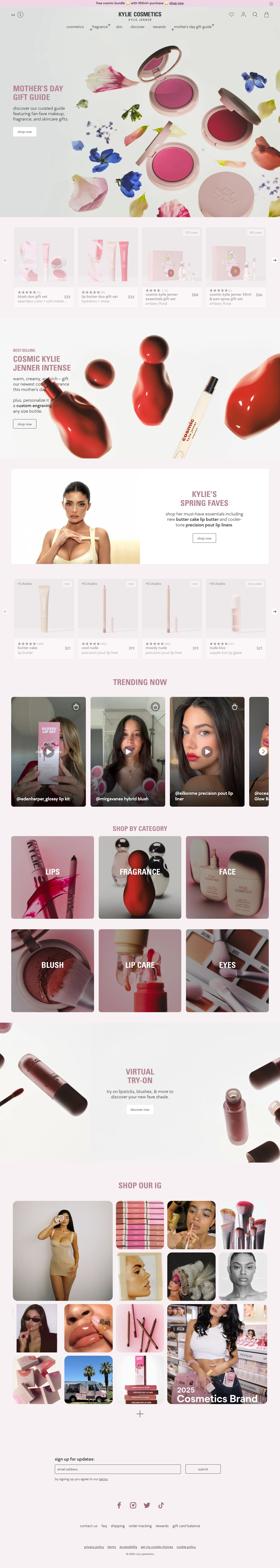 Kylie Cosmetics Landing Page