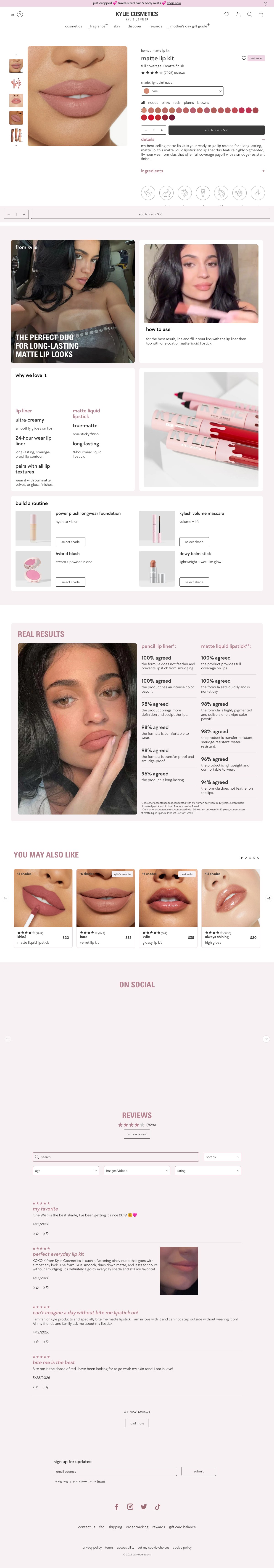 Kylie Cosmetics Product Page